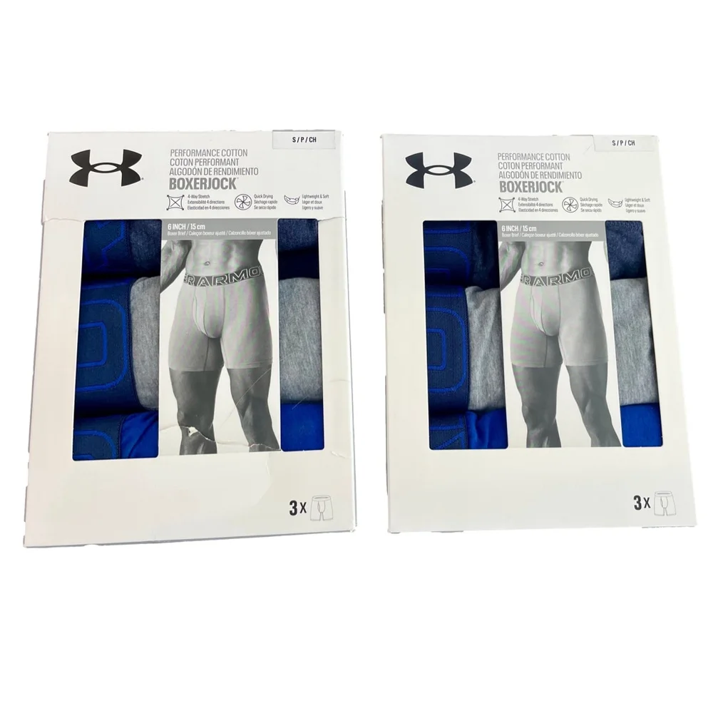 Under Armour Performance Cotton Boxerjock Briefs Small 6 Pairs